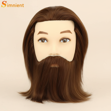 Simnient Male Mannequin Head With 100% Real Human Hair For Practice Hairdresser Cosmetology Training Doll Head For Hair Styling
