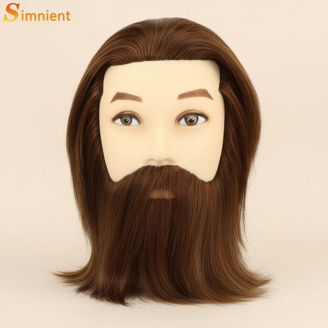 Simnient Male Mannequin Head With 100% Real Human Hair For Practice Hairdresser Cosmetology Training Doll Head For Hair Styling