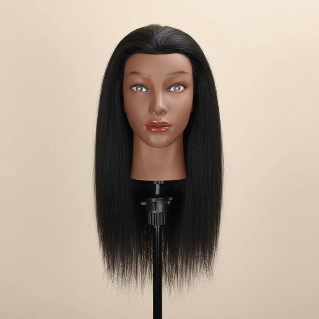 100% Mannequin Head Human Hair, 16" Human Hair Manikin Doll Head for Hairdresser Practice Braiding And Individual Tripod Stand