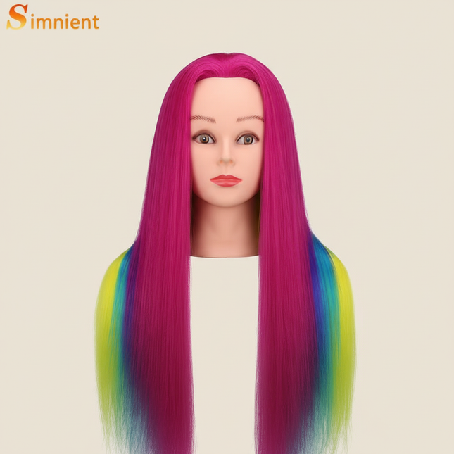 Simnient 70cm Colourful Synthetic Hair For Dolls Tress Mannequin Head For Hairstyles Hairdressing Braiding Training Dummy Doll