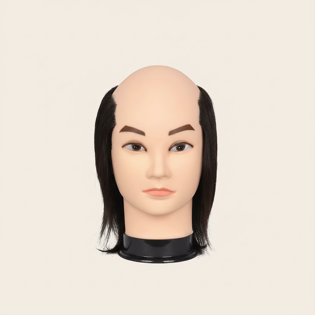100% Human Hair Male Mannequin Head With Hair Beard Practice Manikin Hairdresser Cosmetology Training Doll Head For Hair Styling