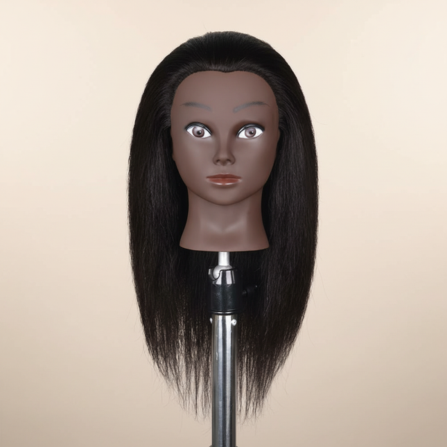 Afro Mannequin Heads With 100% Real Hair With Adjustable Tripod Hairdressing Dolls Training Head For Practice Styling Braiding