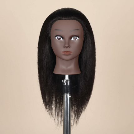 Afro Mannequin Heads With 100% Real Hair With Adjustable Tripod Hairdressing Dolls Training Head For Practice Styling Braiding