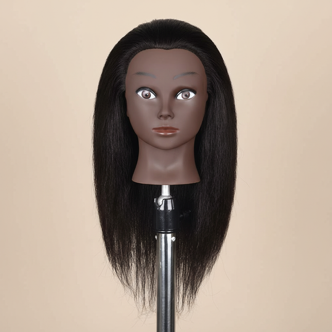 Afro Mannequin Heads With 100% Real Hair With Adjustable Tripod Hairdressing Dolls Training Head For Practice Styling Braiding