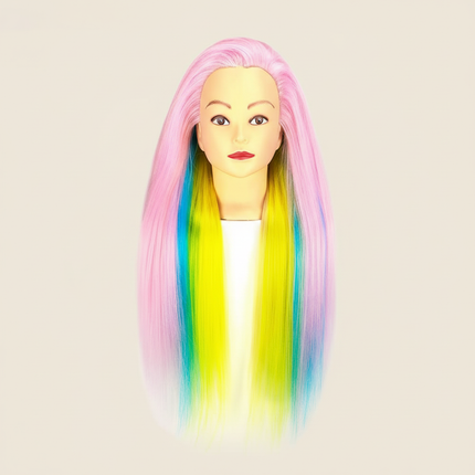 Hairdressing Doll Mannequin Head With Long Synthetic Fiber Hair 70Cm For Hairstyles Colorful Brading Dummy Doll Training Head