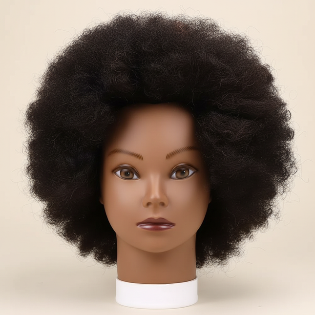 African American Mannequin Head With 100% Real Human Hair 16inch Hairdresser Training Manikin Head For Practice Styling Braiding