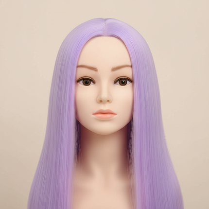 Mannequin Wig Head With Synthetic Hair With Adjustable Wig Stand Holder Manikin Head Styling Hairdresser Training Head Doll Head