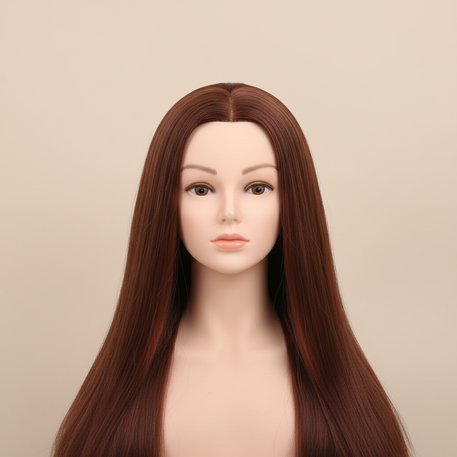 Female Mannequin Head With Synthetic Hair with Adjustable Wig Stand For Manikin Real doll Head Styling Hairdresser Training Head