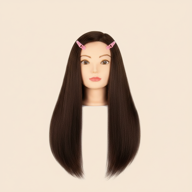 85%Real Human Hair Hairdresser Practice Mannequin Training Head Cosmetology Makeup On Long Hair Manikin Doll Head With Tools