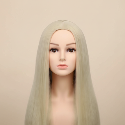 Female Mannequin Head With Synthetic Hair with Adjustable Wig Stand For Manikin Real doll Head Styling Hairdresser Training Head