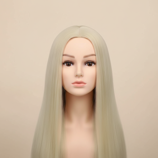 Female Mannequin Head With Synthetic Hair with Adjustable Wig Stand For Manikin Real doll Head Styling Hairdresser Training Head