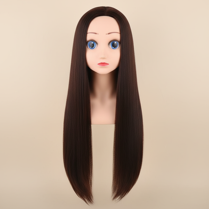 Mannequin Head Model With Long Synthetic Hair, Manikin Head Styling Hairdresser Training Head, Doll Head for Braiding Practice
