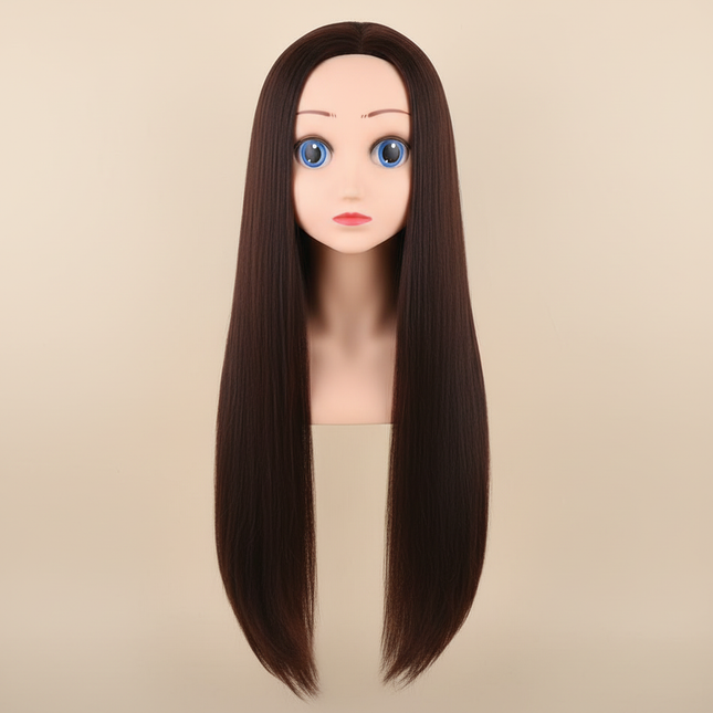 Mannequin Head Model With Long Synthetic Hair, Manikin Head Styling Hairdresser Training Head, Doll Head for Braiding Practice
