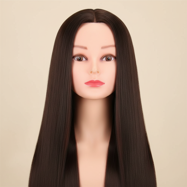 Mannequin Head 100% Synthetic Hair Hairdresser Training Head With Stand Manikin Cosmetology Doll Head For Braiding Styling