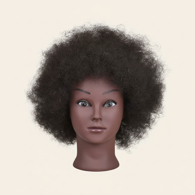 Afro Mannequin Head 8inches 100% Human Hair Traininghead Styling Head Braid Hair Dolls Head for Practicing Cornrows and Braids