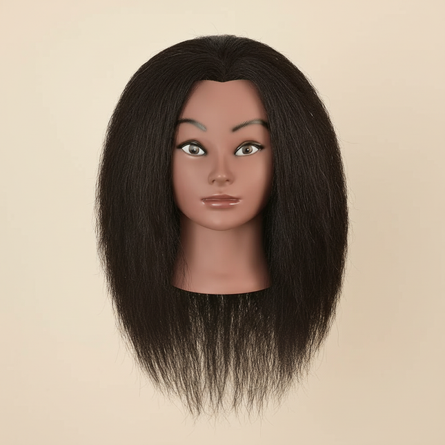14inches African Mannequin Head With Real Hair Afro Heads Professional Styling Braiding Training Hairart Barber Hairdressing