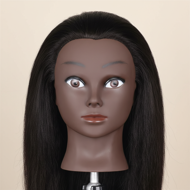 Afro Mannequin Heads With 100%Real Hair With Adjustable Tripod Hairdressing Dolls Training Head For Practice Styling Braiding