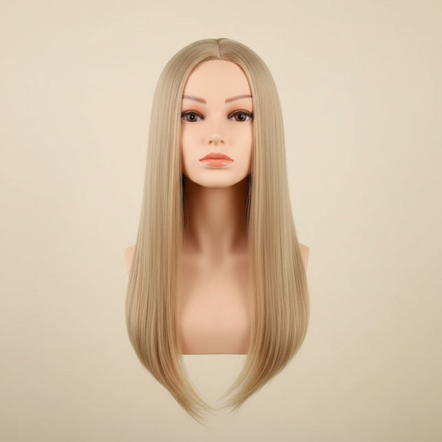 60cm Female Mannequin Head Model with Long Synthetic Hair Extensions Brown Training Styling Head Mannequin with stand gift