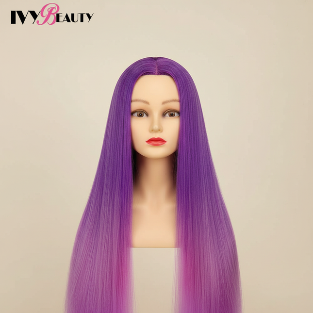 Cosmetology Mannequin Doll Head With Rainbow Color Hair For Braiding Hair Styling Training Hairart Hairdressing Salon Display