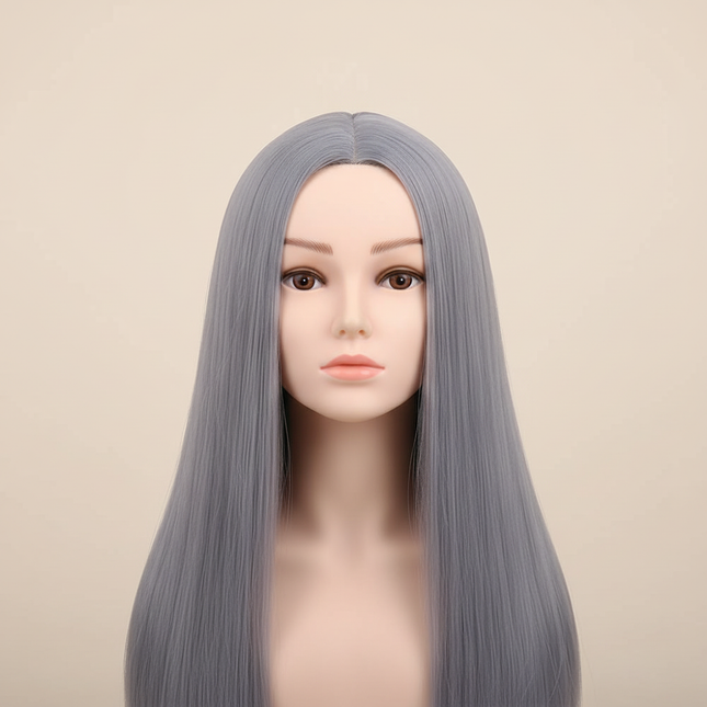 Mannequin Wig Head With Synthetic Hair With Adjustable Wig Stand Holder Manikin Head Styling Hairdresser Training Head Doll Head