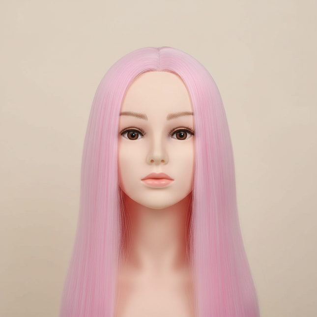 Mannequin Wig Head With Synthetic Hair With Adjustable Wig Stand Holder Manikin Head Styling Hairdresser Training Head Doll Head