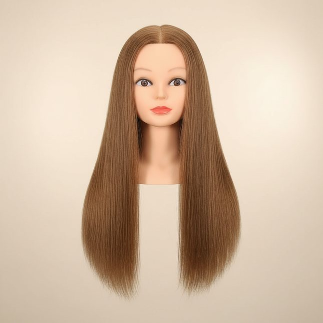 100% Real Human Hair Cosmetology Mannequin Head With Clamp Holder DIY Hairdressing Training Braiding Doll Heads Set for Girls