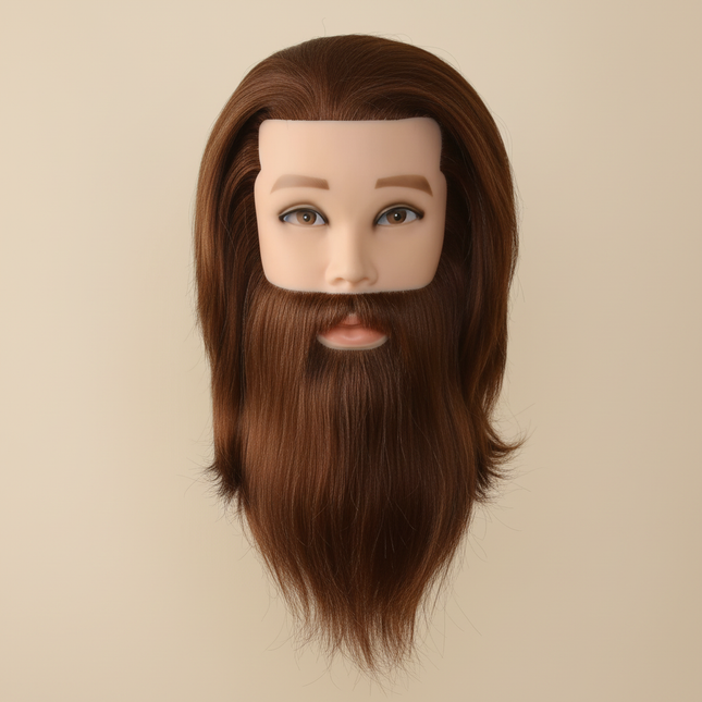 100% Human Hair Male Mannequin Head For Color Bleach Cutting Hairstyle Practice Doll Head for Hair Styling with Clamp