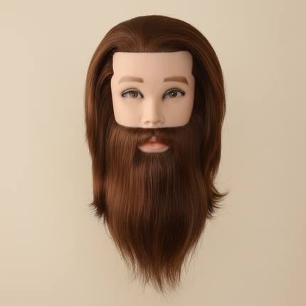 100% Human Hair Male Mannequin Head For Color Bleach Cutting Hairstyle Practice Doll Head for Hair Styling with Clamp