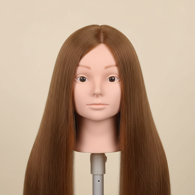 New Female Mannequin Training Doll Head With 70% Real Hair For Hairsyles Hairdressing Cosmetology Dolls Head With Stand Tripod