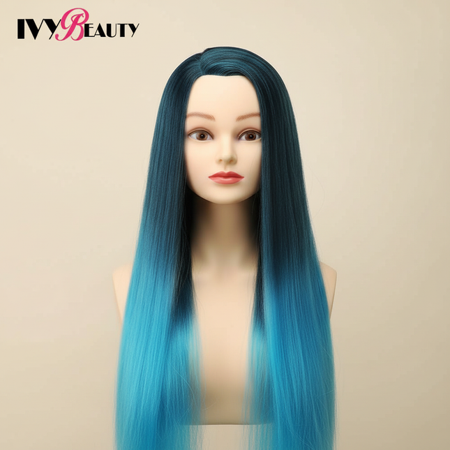 Hairdressing Doll Mannequin Head With Long Synthetic Fiber Hair 70Cm For Hairstyles Colorful Brading Dummy Doll Training Head