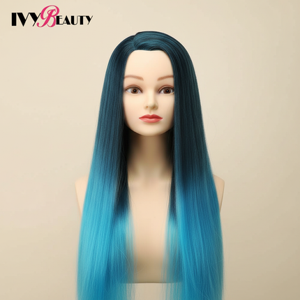 Hairdressing Doll Mannequin Head With Long Synthetic Fiber Hair 70Cm For Hairstyles Colorful Brading Dummy Doll Training Head