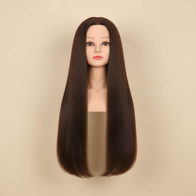 New Mannequin Head With Synthetic Hair 24'' Styling Makeup Training Head Manikin Cosmetology Hairdressing Dolls Head With Stand