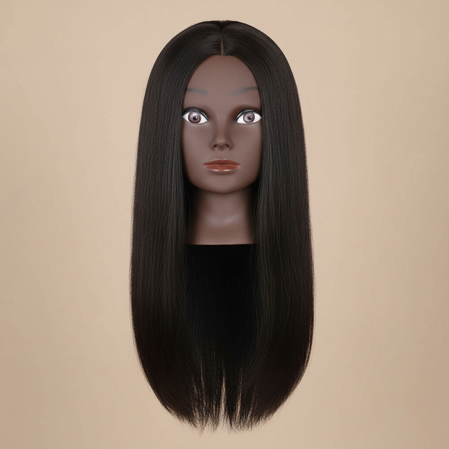 Afro Mannequin Heads With 100% Real Hair With Adjustable Tripod Hairdressing Dolls Training Head For Practice Styling Braiding