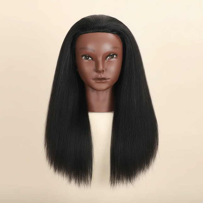 African Mannequin Head 100%Real Hair Hairdresser Training Head With Tripod Manikin Cosmetology Doll Head For Braiding Styling