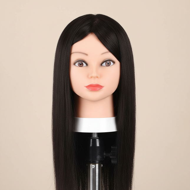 Long Hair Mannequin Head with Human Hair Hairdresser Practice Training Head Cosmetology Manikin Doll Head And Wig Stand Tripod