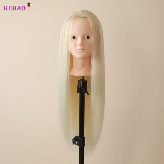 Training Head Kit For Hairstyles Mannequin Head With 100% Synthetic Hair Dressing Head Doll  With Clamp Wig Stand Tripod