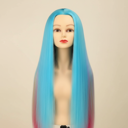 Hairdressing Doll Mannequin Head With Long Synthetic Fiber Hair 70Cm For Hairstyles Colorful Brading Dummy Doll Training Head