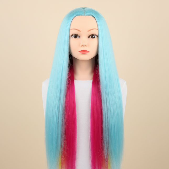 long Synthetic hair Mannequin Head With Adjustable Wig Tripod Stand Holder Model With Manikin Head Styling Hairdresser Training