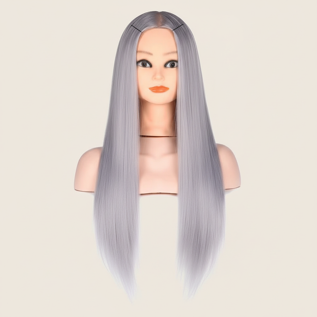 Mannequin Head 100% Synthetic Hair Hairdresser Training Head  Manikin Cosmetology Doll Head For Braiding Styling