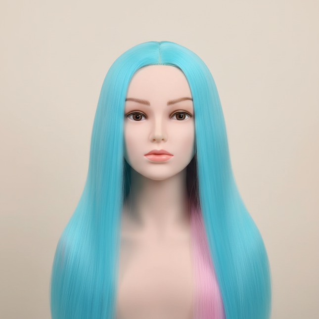 Female Mannequin Head With Synthetic Hair with Adjustable Wig Stand For Manikin Real doll Head Styling Hairdresser Training Head