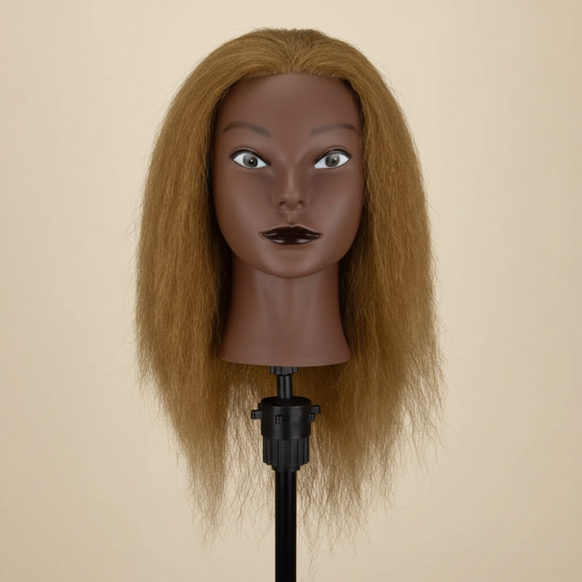Simnient 16 Inch Mannequin Head 100% Real Human Hair for Cosmetology Manikin Doll Head Hairdresser Hairstylist Training Practice