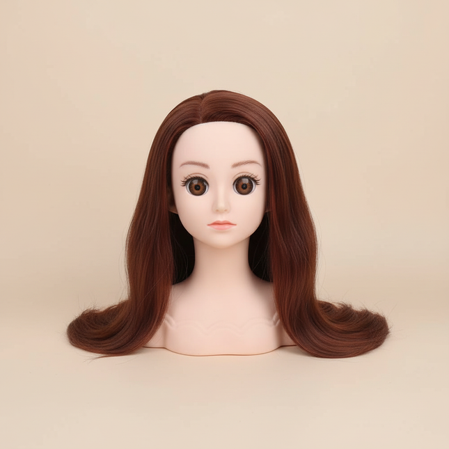 Wig Head With Hair Small Mannequin Head For Beginner Hair Styling Pvc Doll Head For Hairdresser Practice Styling With Head Stand
