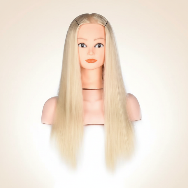 Mannequin Head 100% Synthetic Hair Hairdresser Training Head  Manikin Cosmetology Doll Head For Braiding Styling