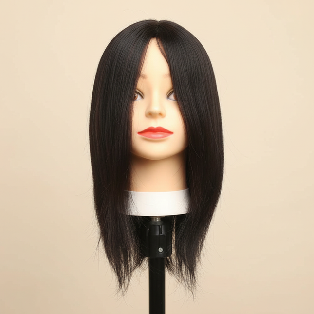 Black Short Hair Mannequin Head 100% Real Human Hair Training Doll for Hair Styling Cosmetology Manikin