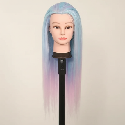 Colorful  28" Mannequin Head Hair Styling Training Braiding Manikin Cosmetology Synthetic Hair For Hairdresser,Free Clamp Hold