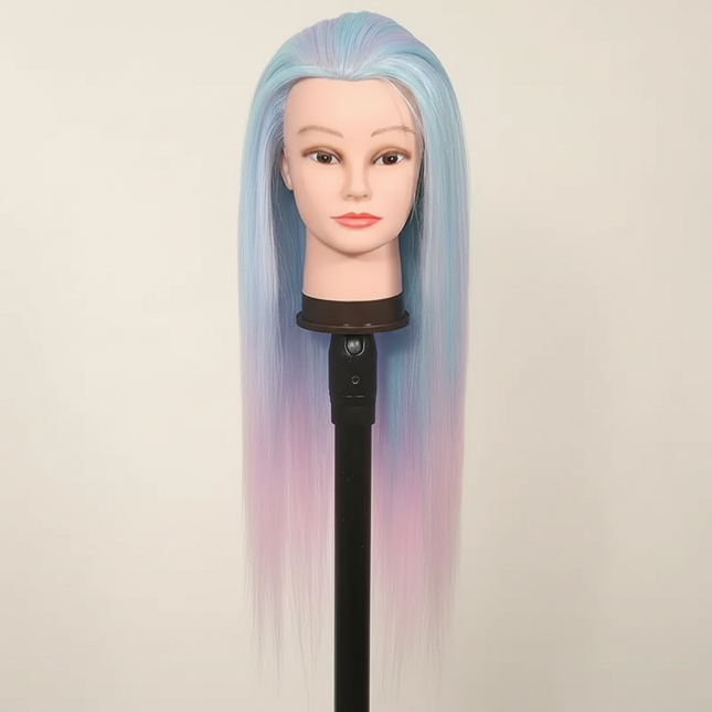 Colorful  28" Mannequin Head Hair Styling Training Braiding Manikin Cosmetology Synthetic Hair For Hairdresser,Free Clamp Hold