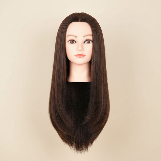 Synthetic Fiber Hair Mannequin Head with Adjustable Stand For Hairstyling Practice Hairdressing Manikin Cosmetology Doll Head