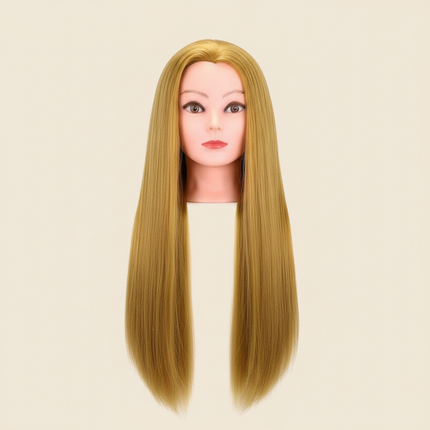 Mannequin Head 100% Synthetic Hair Hairdresser Training Head With Stand Manikin Cosmetology Doll Head For Braiding Styling