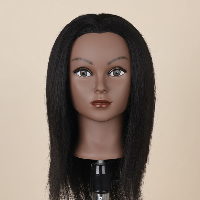 Afro Mannequin Heads With 100% Real Hair With Adjustable Tripod Hairdressing Dolls Training Head For Practice Styling Braiding