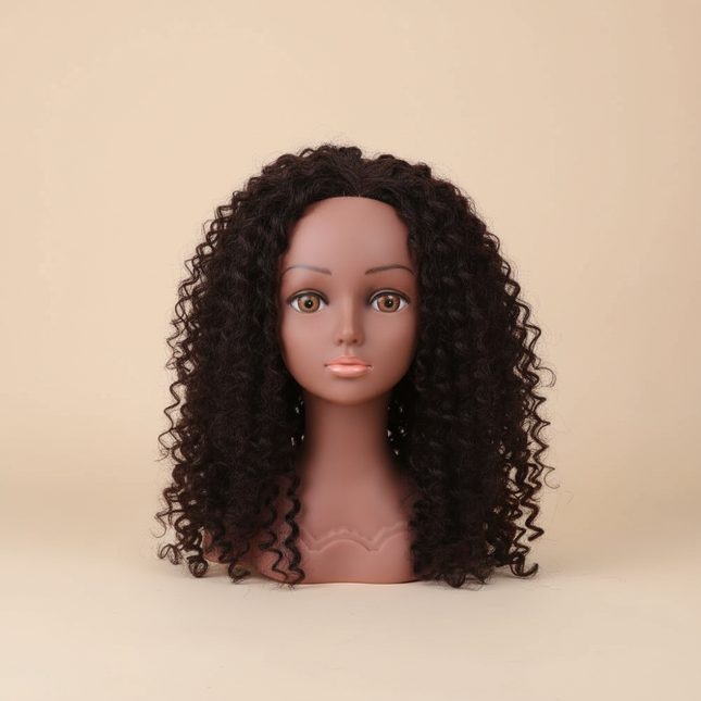 Kids Human Hair Mannequin Head With Table Clamp Training Head Kit Black Skin Afro Curly Hair Styling Doll Head For Training Hair